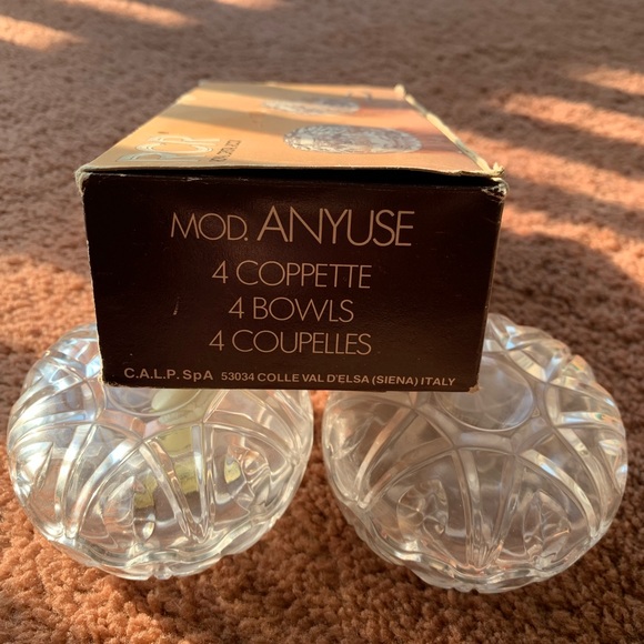 Italian Brand New Crystal Rock Candy Dish Ashtray Set of 2 New With Box Glass - Picture 5 of 5